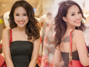 Thanh Vân Hugo lộ hình xăm lớn khi diện váy quây