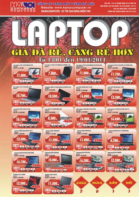 Hanoicomputer khuyến mại laptop, linh kiện mừng năm mới - 1