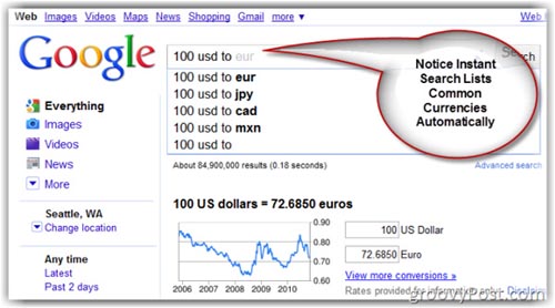 Cách chuyển đổi tỉ giá ngoại tệ với Google - 1