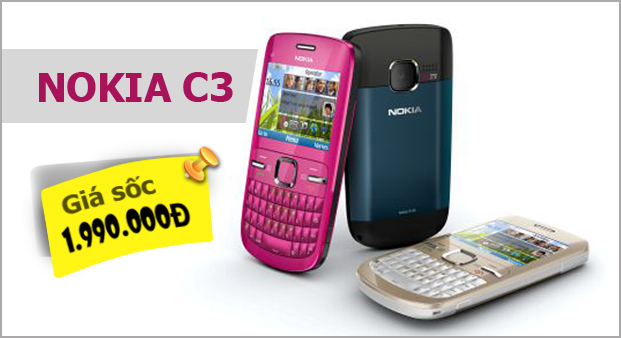 Cực đơn giản để sở hữu điện thoại Nokia C3 giá 1,990,000 đồng - 1