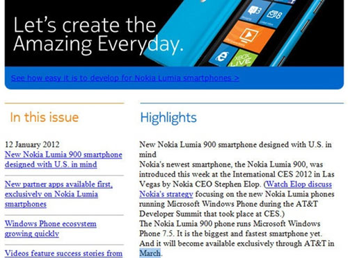Nokia Lumia 900 phát hành ngày 19/03 - 2