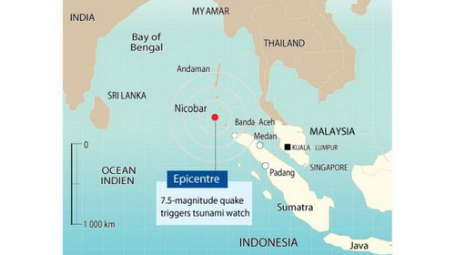 Động đất kèm sóng thần ở Ấn Độ, Tin tức trong ngày, Ấn Độ Dương,động đất,khu vực,trung tâm cảnh báo,sóng thần