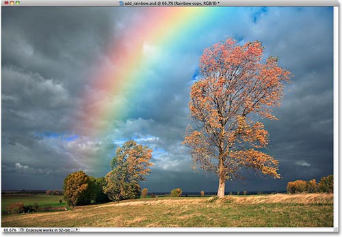 Tạo hiệu ứng cầu vồng sau mưa bằng Photoshop - 17