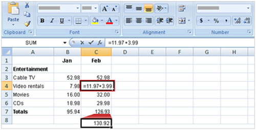Tìm hiểu Excel 2007: Cách nhập công thức, Tin học văn phòng, Công nghệ thông tin, Excel 2007, thu thuat Excel 2007, ham Excel 2007, meo Excel 2007, cong thuc Excel 2007, hoc Excel 2007, tim hieu ve Excel 2007,
