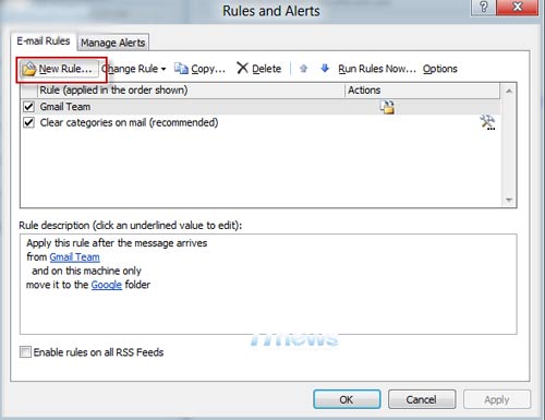 Cách tạo Rule trong Outlook, Tin học văn phòng, Công nghệ thông tin, Tao Rule trong Outlook, Rule trong Outlook, cach tao Rule, Outlook, tin hoc van phong