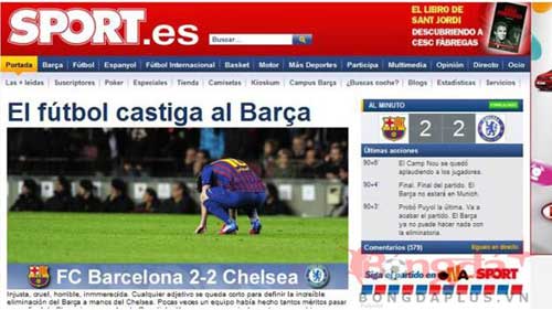 Báo chí Catalunya chửi Chelsea thậm tệ, Tin bên lề bóng đá, Bóng đá, barca vs chelsea, barca thua chelsea, sport.es, barcelona, chelsea, cup c1, champions league, bong da, bong da 24h, bao bong da, ket qua bong da