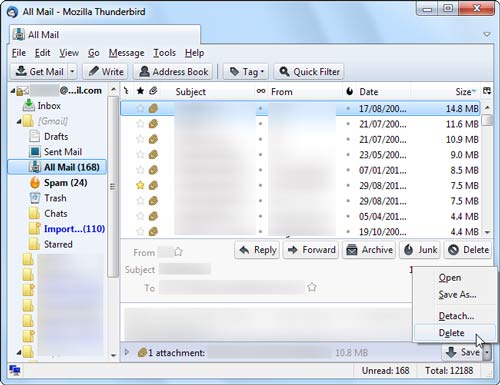 5 thủ thuật giúp tăng dung lượng trống trên Gmail, Công nghệ thông tin, tai khoan gmail, gmail, file dinh kem, dung luong trong, IMAP, email, web, Find Big Mail, hom thu, luu tru, thu thuat tien ich, cong nghe thong tin