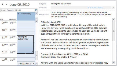 Tự động xem lịch Outlook với Autopreview, Tin học văn phòng, Công nghệ thông tin, Tu dong xe lich trong Outlook, xem lich trong Outlook, Outlook, Autopreview, su dung Preview, cong nghe thong tin, tin hoc van phong, cach xem lich trong Outlook