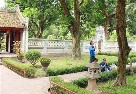 Sinh viên vào mùa 'trông rùa Văn Miếu', Giáo dục - du học, van mieu, cau may, si tu, thi sinh, sinh vien tinh nguyen, tuyen sinh 2012, dap an de thi dai hoc 2012, bao