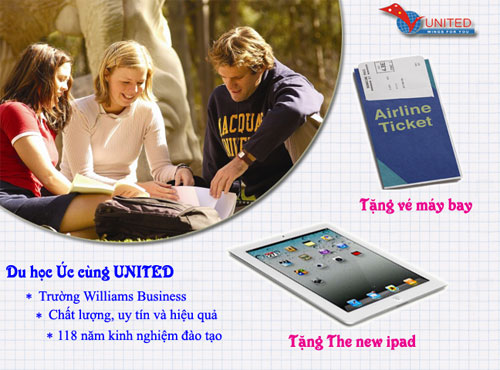 Du học Williams Business: Tặng ipad 2012 & vé máy bay, Giáo dục - du học, 
