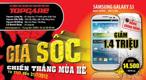 Giá sốc dành cho siêu phẩm Galaxy S3, Thời trang Hi-tech, Galaxy S3, khuyen mai galaxy s3, galaxy s3 gia bao nhieu, galaxy s3 gia re nhat, Topcare, Gigabyte Core i5 E, tivi LED 32 inch, dien thoai cam ung,sieu thi dien may topcare, galaxy s3 khuyen mai, dien thoai, sam sung.