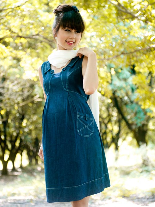 Thu trẻ trung với đầm Jeans Mommy - 3
