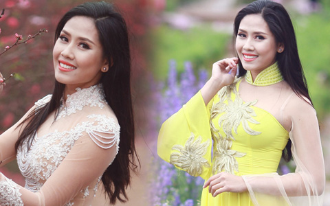 Người mẫu - Hoa hậu - Nguyễn Thị Loan khoe sắc trong vườn đào