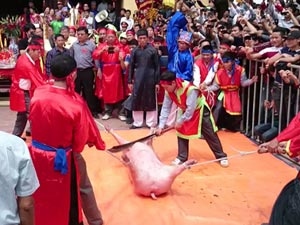 Tin tức trong ngày - Ảnh: Dân Ném Thượng chém lợn giữa sân đình