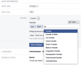 Thủ thuật - Tiện ích - Facebook cho người dùng nhập giới tính bất kỳ