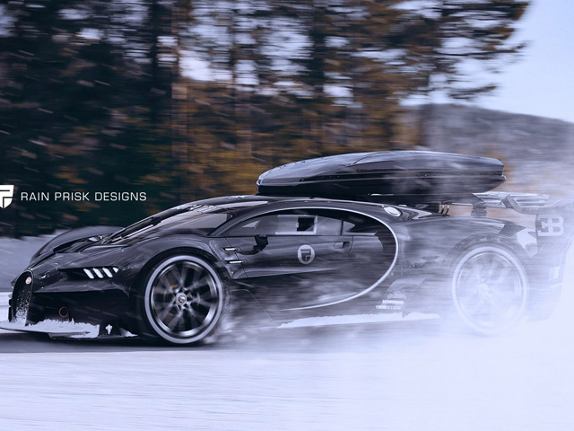 Ô tô - Xe máy - “Hàng nóng” Bugatti Chiron lộ ảnh trên tuyết