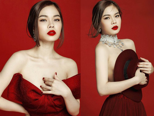 Người mẫu - Hoa hậu - Giang Hồng Ngọc e ấp thềm ngực đầy với sắc đỏ nồng nàn