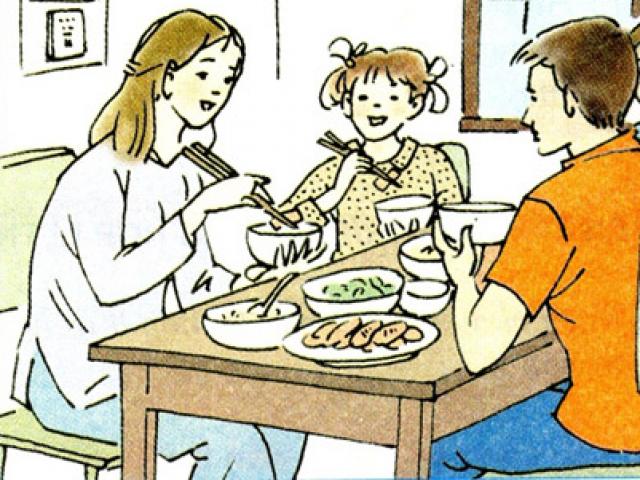 Bữa cơm hạnh phúc của vợ chồng nghèo và con gái