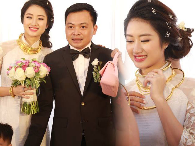 HH Thu Ngân đeo vàng "trĩu cổ" trong đám cưới với đại gia