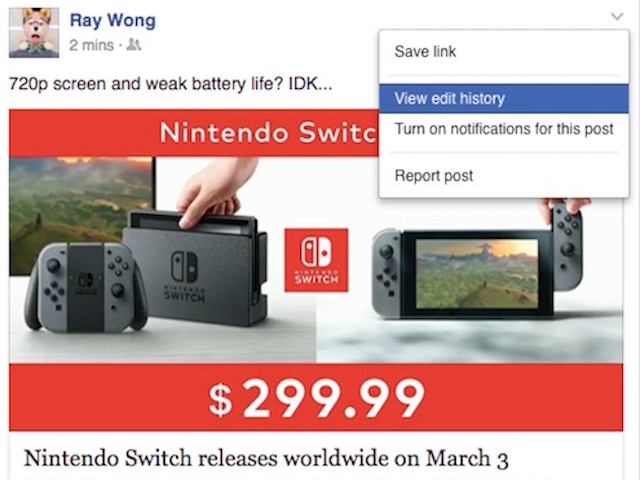 Công nghệ thông tin - Facebook đã bỏ tính năng xem lịch sử sửa đổi status?