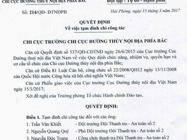Tin tức trong ngày - Đình chỉ 3 thanh tra đường thuỷ trong vụ lãnh đạo Bắc Ninh bị đe dọa