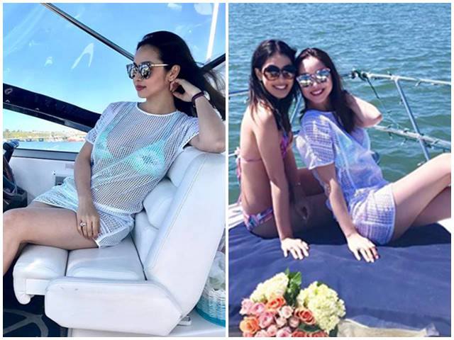 Bí quyết mặc đẹp - Jennifer Phạm diện bikini xanh ngọc "đọ sắc" cùng em gái