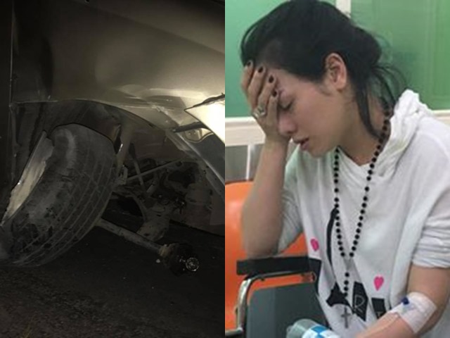 Nhật Kim Anh bị tai nạn, đầu xe hơi bẹp rúm