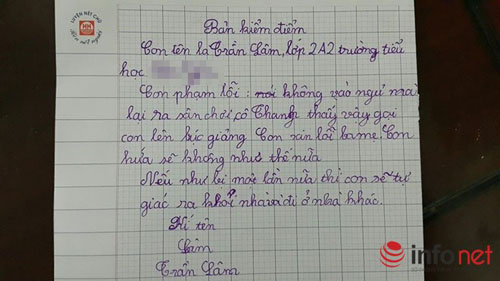 Giáo dục - du học - Bản kiểm điểm với lời hứa “có một không hai” của học sinh lớp 2