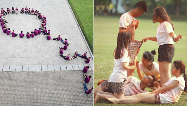 Bạn trẻ - Cuộc sống - Sinh viên xếp hình "bá đạo" chụp ảnh kỷ yếu