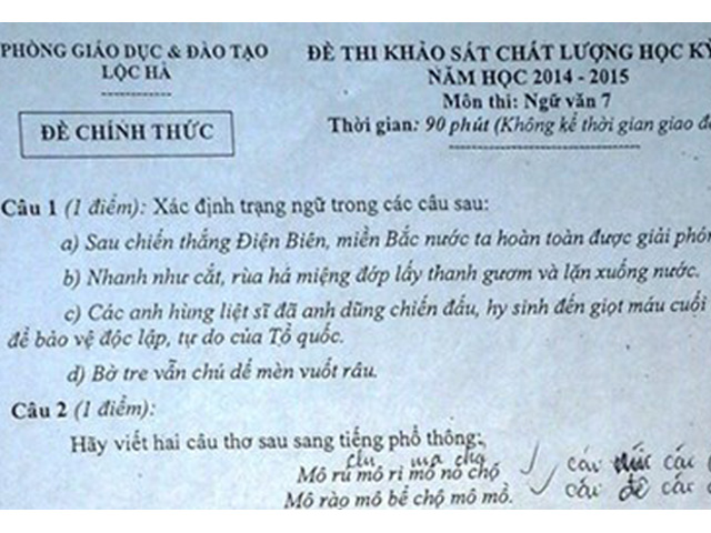 Giáo dục - du học - Đề thi “tiếng Hà Tĩnh” gây xôn xao dư luận
