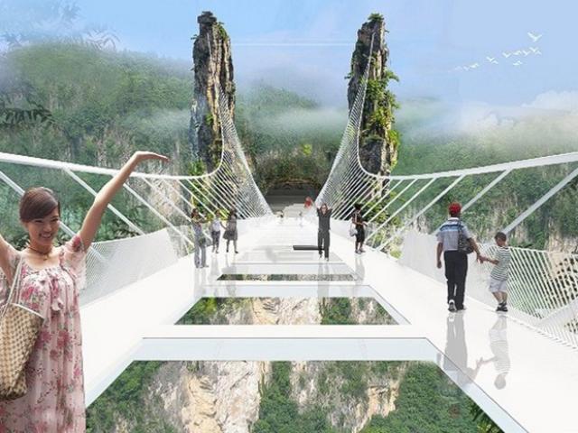Du lịch - Cầu bằng kính dài và cao nhất thế giới ở Trung Quốc