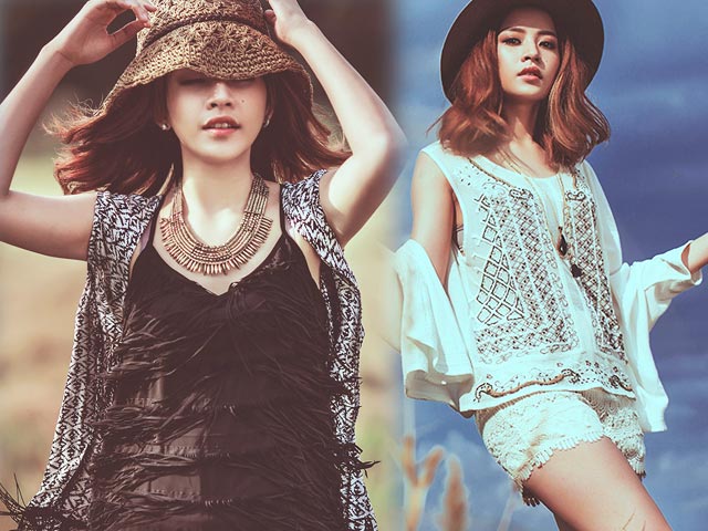 Xu hướng thời trang - Chi Pu hóa nàng du mục với soóc ren, áo 2 dây tua rua