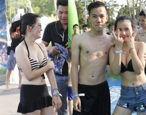 Bạn trẻ - Cuộc sống - Thiếu nữ Hà thành mặc bikini trượt nước đá giải nhiệt