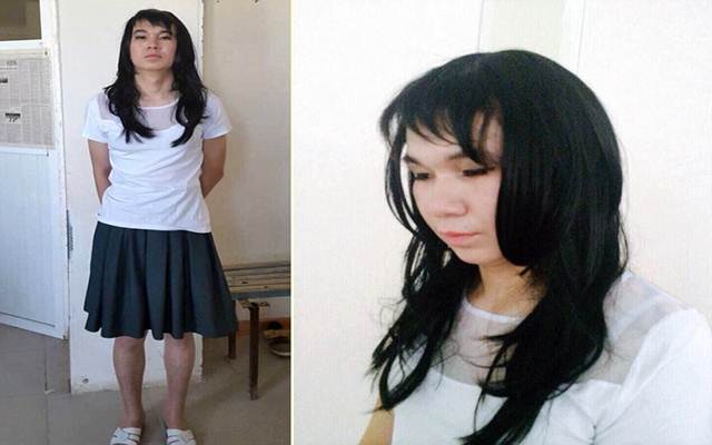 Bạn trẻ - Cuộc sống - Si tình, chàng trai mặc váy đi thi hộ bạn gái