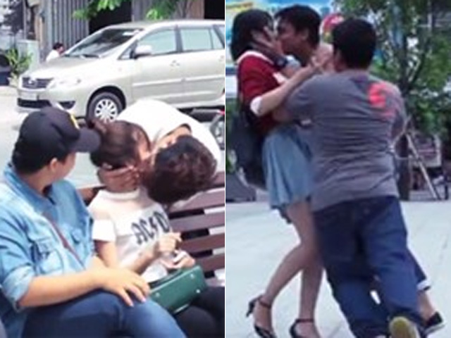 Bạn trẻ - Cuộc sống - Nam thanh nữ tú "sốc" khi bị người lạ hôn trên phố