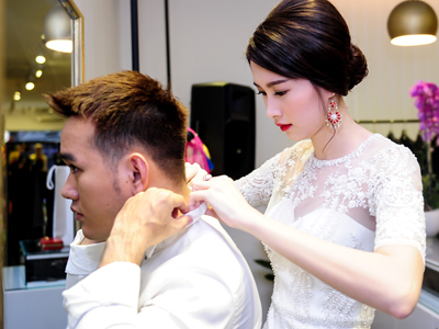 Xu hướng thời trang - Hoa hậu Thu Thảo chăm sóc người đàn ông "lạ"