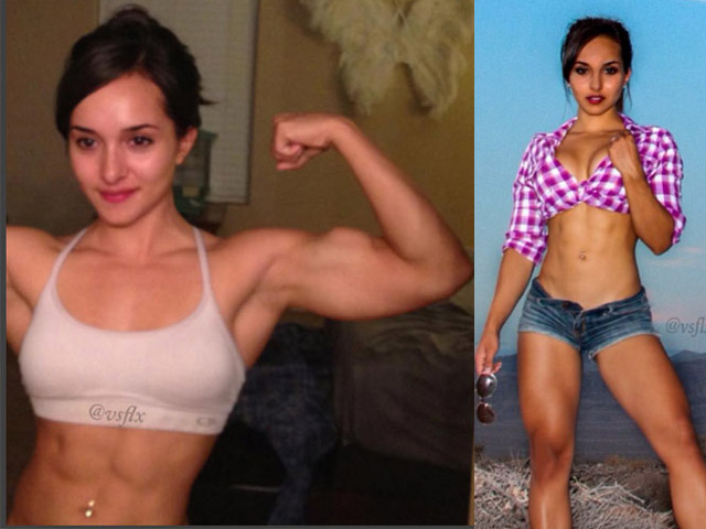 Làm đẹp - Choáng với cơ bắp cuồn cuộn của cô gái xinh như búp bê