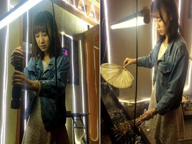 Bạn trẻ - Cuộc sống - "Nữ thần thịt nướng" hút khách nhờ vẻ xinh đẹp, đáng yêu