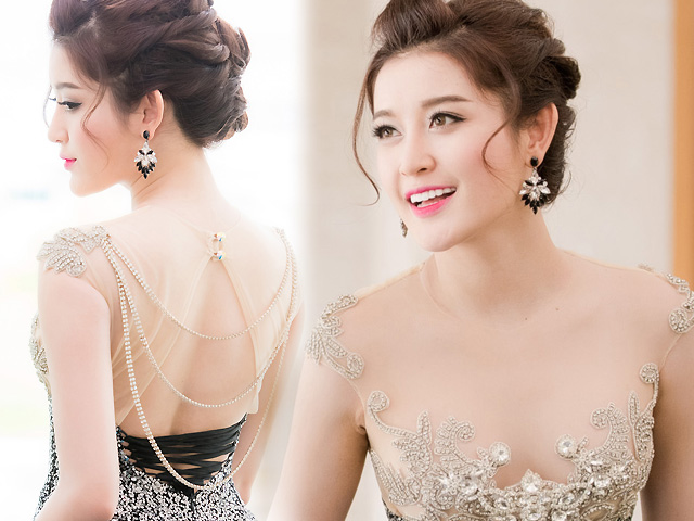 Người mẫu - Hoa hậu - Huyền My đẹp "mướt mắt" với váy trễ vai mỏng manh