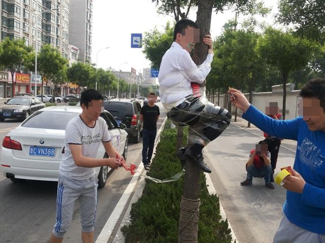Bạn trẻ - Cuộc sống - Chú rể bị dán chặt trên cây trước đêm tân hôn