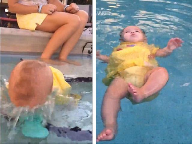 Clip: Bé gái 2 tuổi tự nổi trên mặt nước gây tranh cãi
