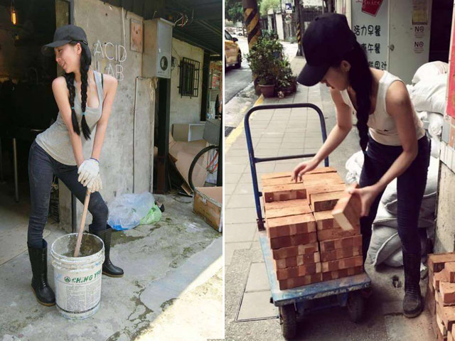 Bạn trẻ - Cuộc sống - "Hot girl phụ hồ" khiến dân mạng Trung Quốc điên đảo