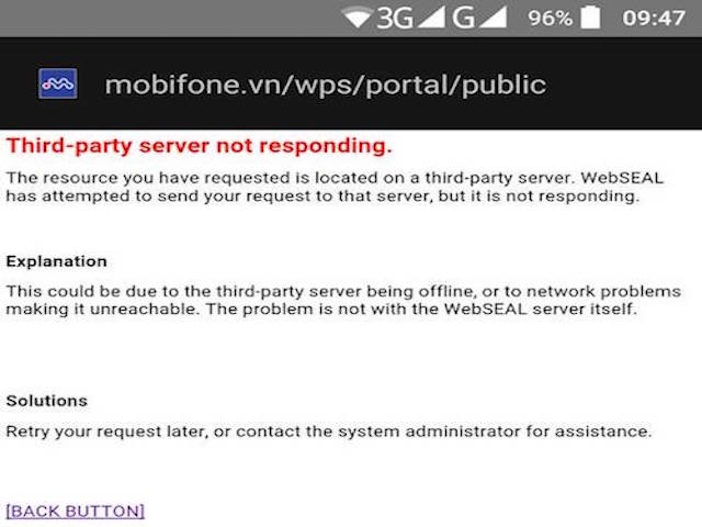 Công nghệ thông tin - Trang web của nhà mạng MobiFone bị "sập" sáng 20/5
