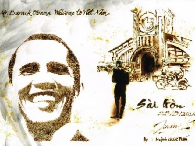 Bạn trẻ - Cuộc sống - 9X dùng giấy đốt vẽ tranh tặng Tổng thống Obama