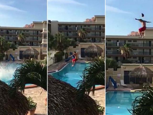 Thể thao - "Nghịch dại" liều mạng: Nhảy từ nóc nhà 17m xuống bể bơi