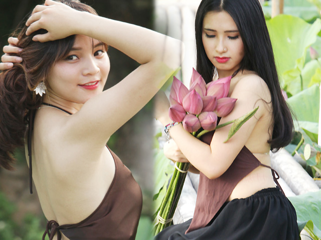 Thời trang - Thiếu nữ Hà Nội khoe nét gợi cảm bên sen đầu hạ