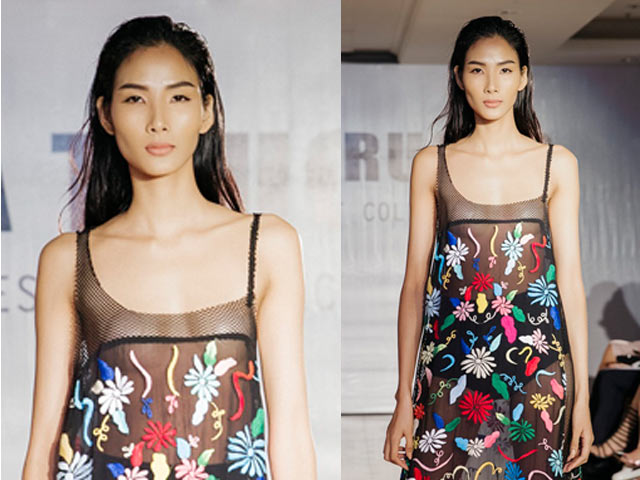 Người mẫu - Hoa hậu - Hoàng Thùy quyến rũ với váy mỏng tang trên sàn diễn