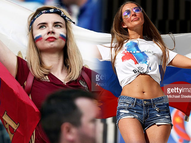 Xu hướng thời trang - Dàn fan nữ xinh đẹp “đốt nóng” khán đài trận Anh – Nga