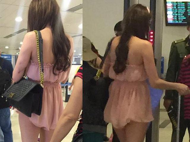 Cô gái mặc váy ngắn như áo tại sân bay Tân Sơn Nhất
