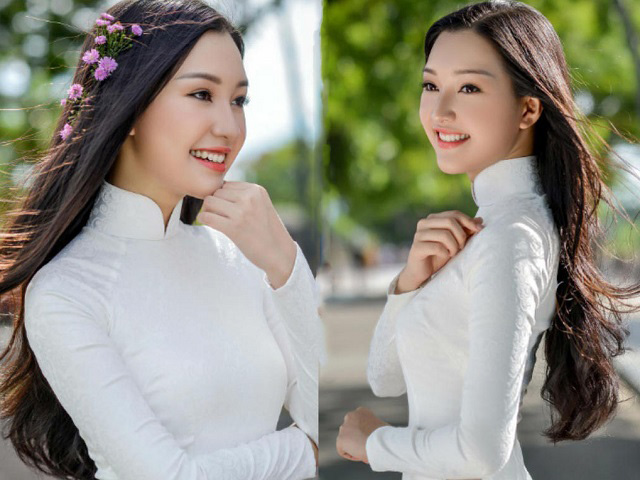 Người mẫu - Hoa hậu - "Nàng thơ xứ Huế" lại gây sốt khi diện áo dài trắng